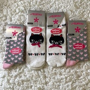 Cute Cats & Hearts Socks SET